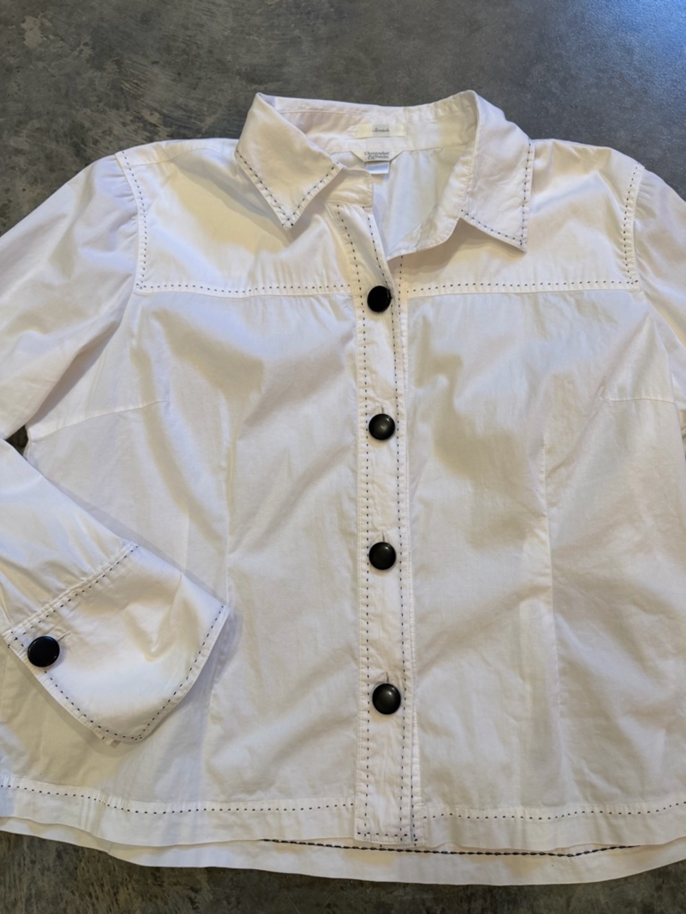 Christopher & Banks White Jean Jacket with Black Buttons - Picture 4 of 5